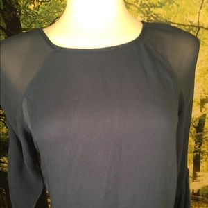 XCVI Rayon dark blue color block blouse